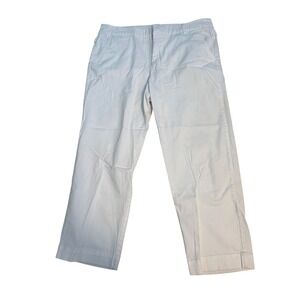 Womens White Straight Leg Chino Pants Mid Rise Cotton Twill Trousers Size 14